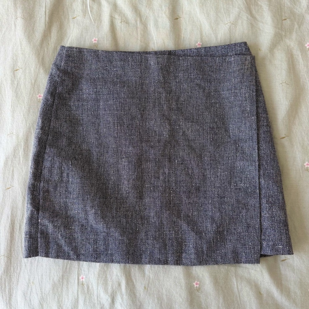 Theory Linen Charcoal Textured Mini Skirt